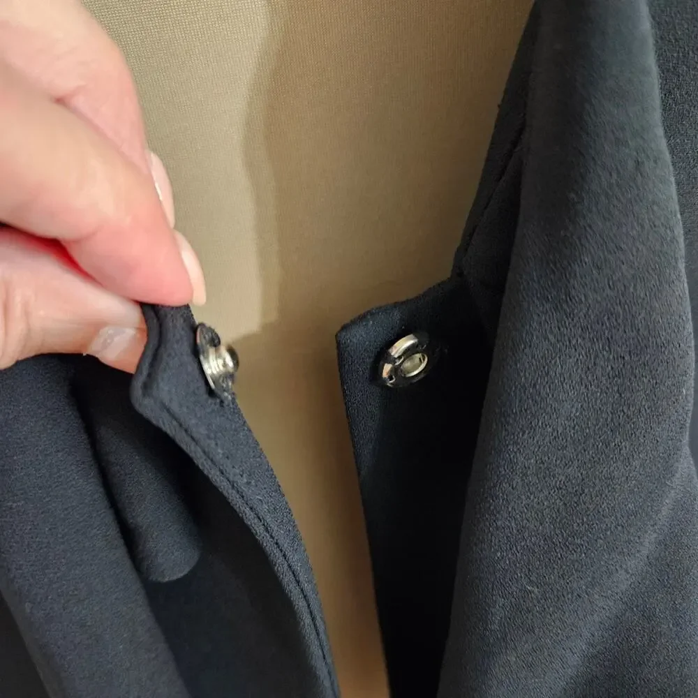 Bloomingdale’s Black Tie Front Blazer Jacket Womens Size 6 Academia Goth Minimal